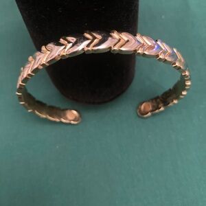 Magnetic Gold and Silver Color Chevron Bangle Bracelet